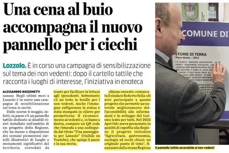 Una cena al buio accompagna il nuovo pannello per i ciechi.